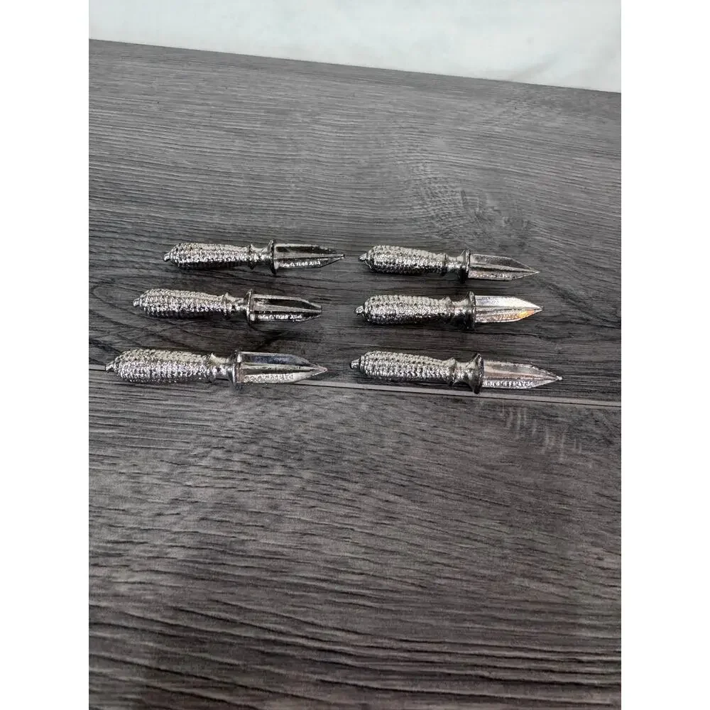 Vintage Corn Cob Holders Set of 6 Patented Silver Metal Skewers Picks 3 pair